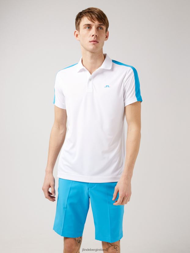 J.Lindeberg Men Rowland Golf Polo White Clothing BXV8X42110 - Click Image to Close