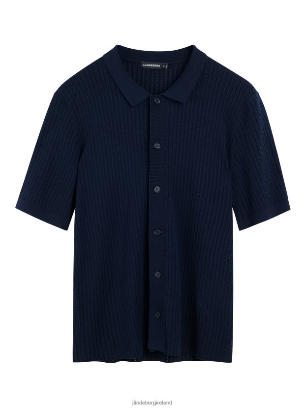 J.Lindeberg Men Stefan Ribbed Polo Navy Clothing BXV8X42086