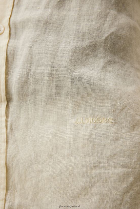 J.Lindeberg Men Clean Linen Slim Shirt Pear Sorbet Clothing BXV8X41173