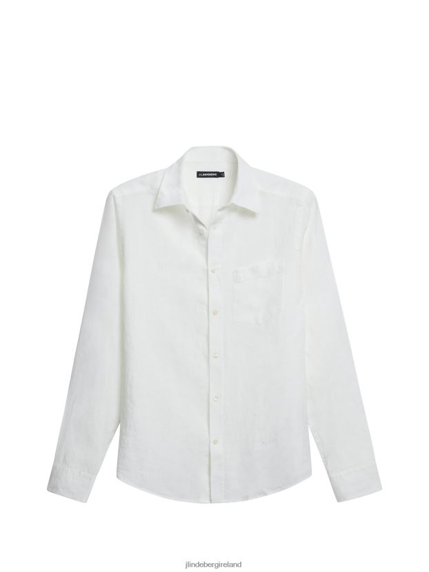 J.Lindeberg Men Clean Linen Slim Shirt White Clothing BXV8X41188