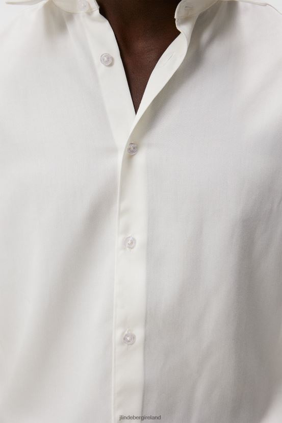 J.Lindeberg Men Comfort Tencel Slim Shirt Cloud White Clothing BXV8X41152