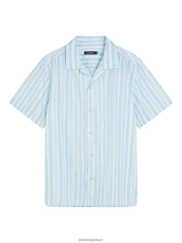 J.Lindeberg Men Elio Painted Stripe Shirt Dream Blue Clothing BXV8X41165