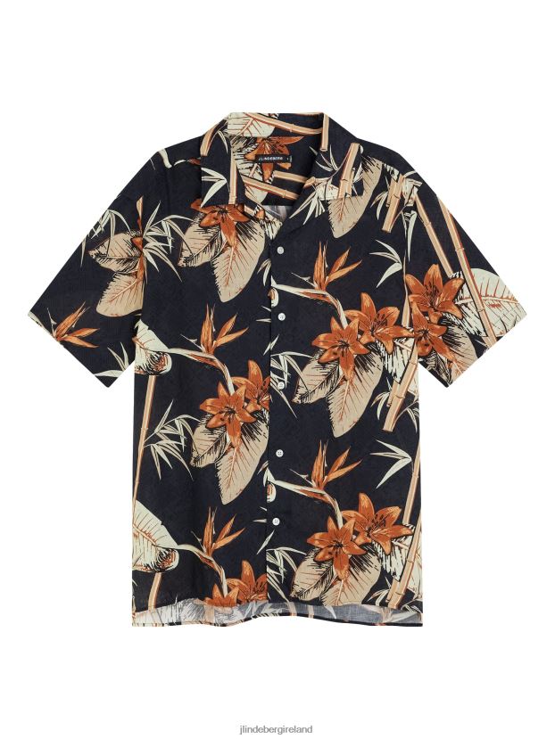 J.Lindeberg Men Elio Tropical Print Shirt Navy Clothing BXV8X41170