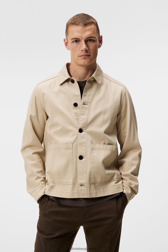 J.Lindeberg Men Lando Organic Twill Overshirt Oyster Gray Clothing BXV8X41159 - Click Image to Close