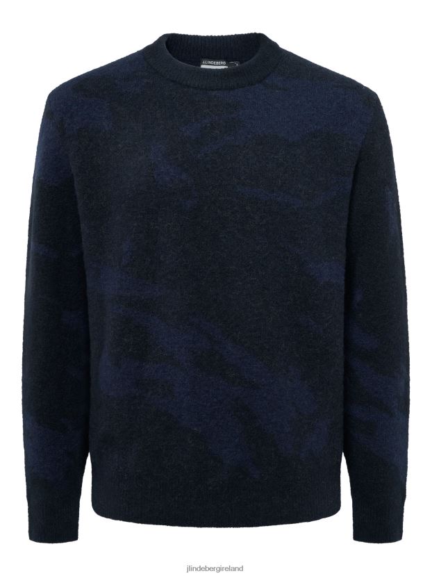 J.Lindeberg Men Alpaca Mix Knitted Sweater Navy Melange Clothing BXV8X42339