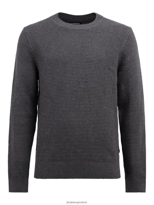 J.Lindeberg Men Archer Structure Sweater Dark Grey Melange Clothing BXV8X42364