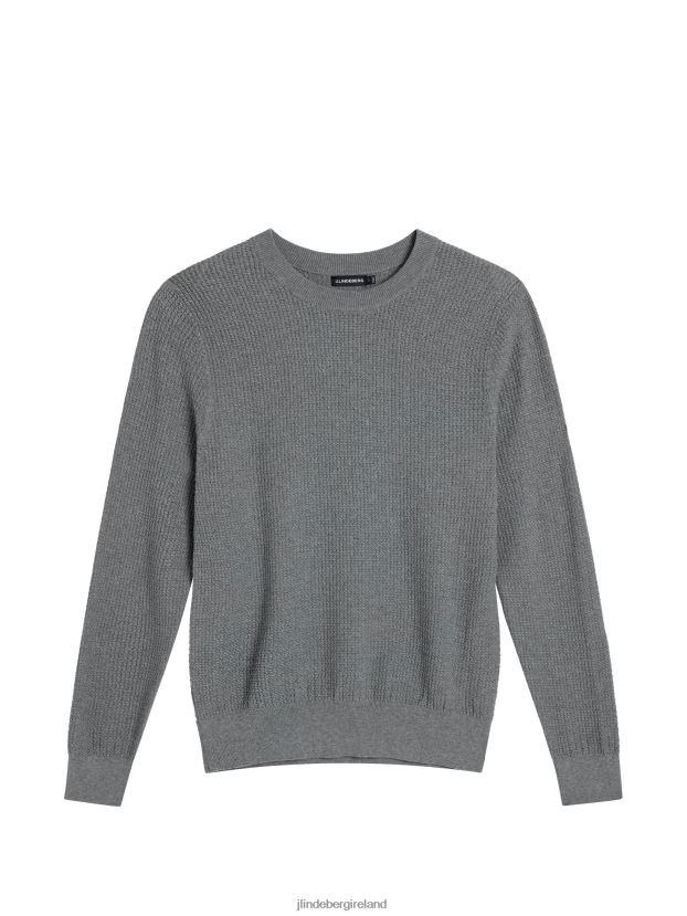 J.Lindeberg Men Arthur Organic Cotton Sweater Light Grey Melange Clothing BXV8X41066