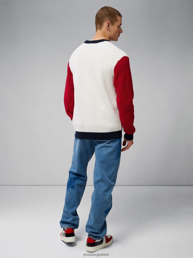 J.Lindeberg Men Blocked Cardigan Barbados Cherry Clothing BXV8X42348 - Click Image to Close