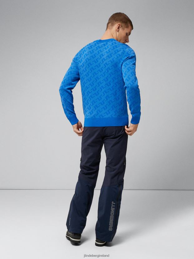 J.Lindeberg Men Bridge Monogram Sweater Nautical Blue Clothing BXV8X42345 - Click Image to Close