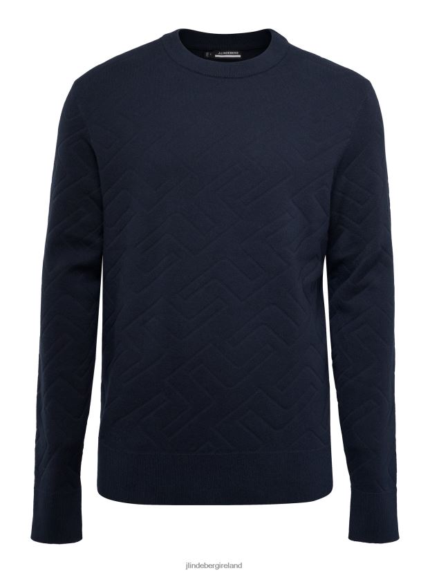 J.Lindeberg Men Bridge Monogram Sweater Navy Clothing BXV8X42344