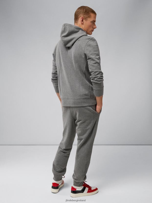 J.Lindeberg Men Cal Sweat Hoodie Mid Grey Melange Clothing BXV8X41087