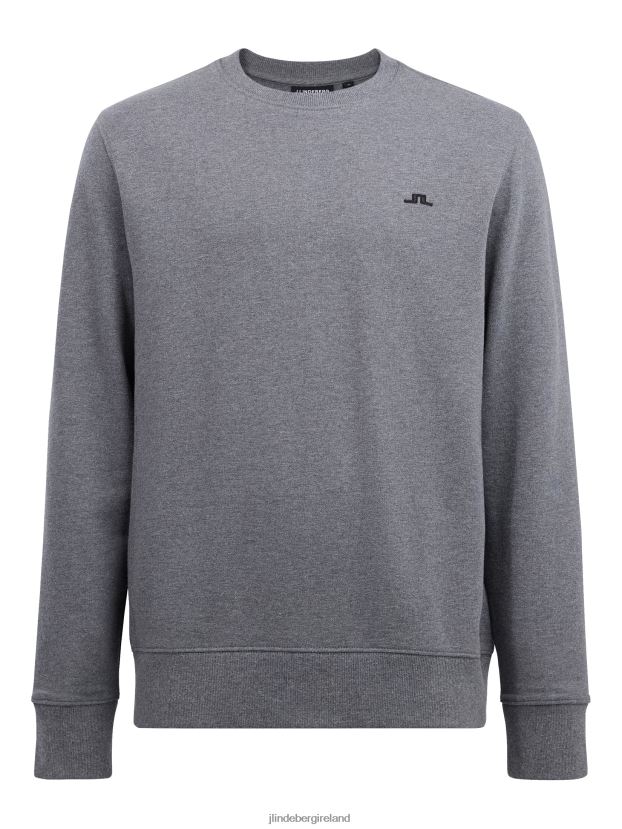 J.Lindeberg Men Cal Sweatshirt Mid Grey Melange Clothing BXV8X41091