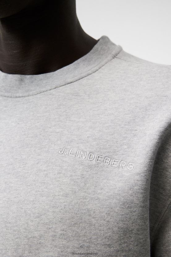 J.Lindeberg Men Chip Crew Neck Sweatshirt Light Grey Melange Clothing BXV8X41071