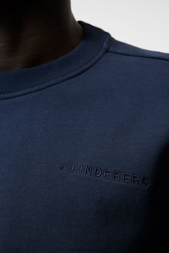 J.Lindeberg Men Chip Crew Neck Sweatshirt Navy Clothing BXV8X41070