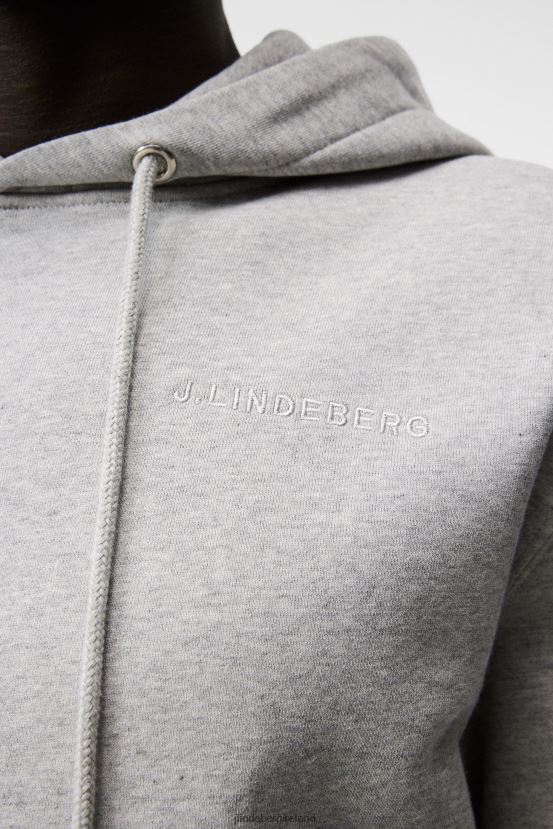 J.Lindeberg Men Chip Hoodie Light Grey Melange Clothing BXV8X41077