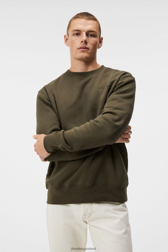 J.Lindeberg Men Chip Sweatshirt Forest Green Clothing BXV8X41023 - Click Image to Close