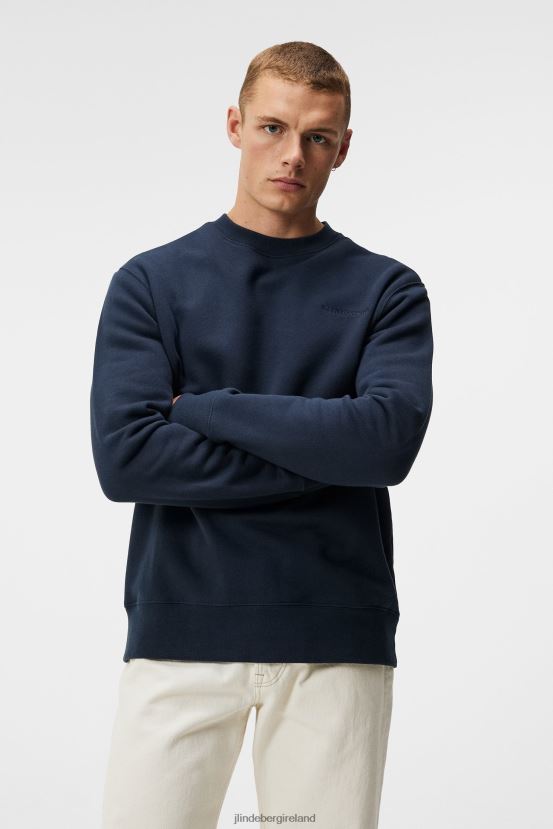 J.Lindeberg Men Chip Sweatshirt Navy Clothing BXV8X41022 - Click Image to Close