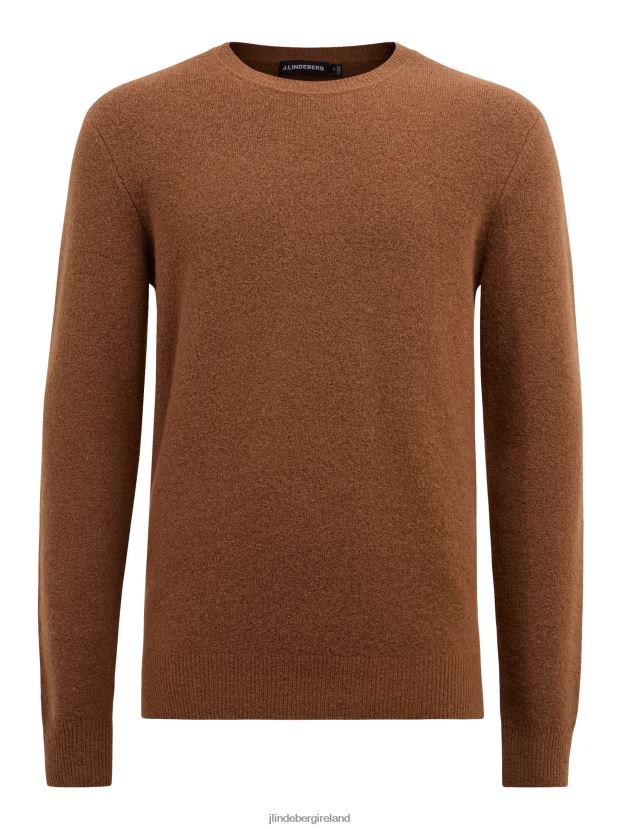 J.Lindeberg Men Cole Yak Blend Sweater Penny Brown Clothing BXV8X42366