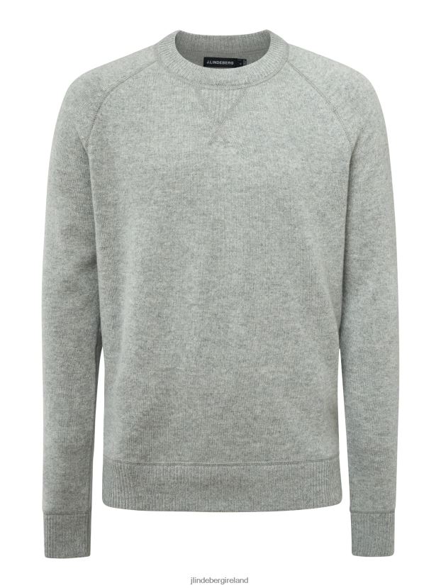 J.Lindeberg Men Colton Cashmere Wool Sweater Light Grey Melange Clothing BXV8X42305