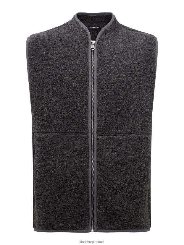 J.Lindeberg Men Duncan Wool Fleece Vest Grey Melange Clothing BXV8X42329