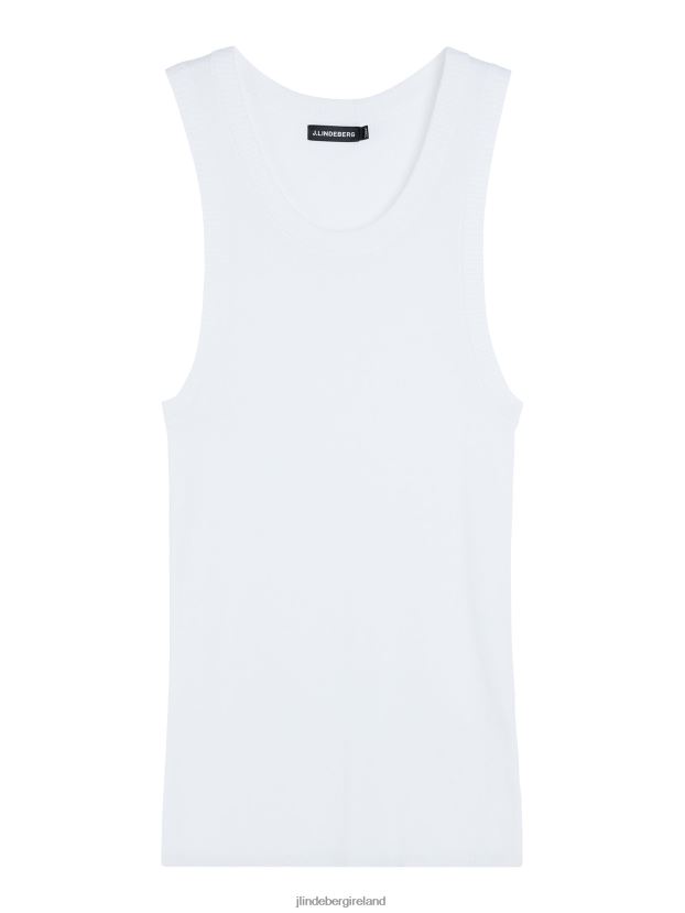 J.Lindeberg Men Ed Rib Knit Tank White Clothing BXV8X41030