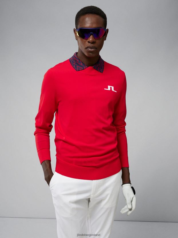 J.Lindeberg Men Gus Sweater Barbados Cherry Clothing BXV8X42331