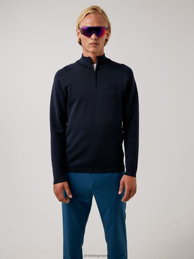 J.Lindeberg Men Luis Zipped Golf Sweater Navy Clothing BXV8X42373 - Click Image to Close