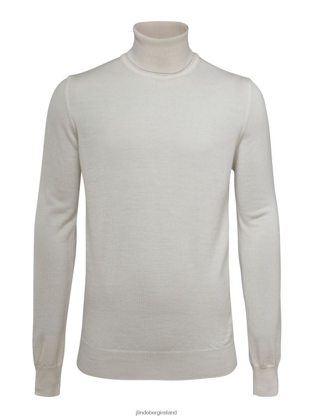 J.Lindeberg Men Lyd Merino Turtleneck Sweater Cloud White Clothing BXV8X42317