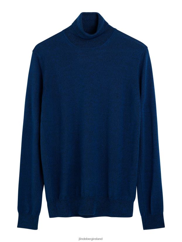 J.Lindeberg Men Lyd Merino Turtleneck Sweater Nautical Blue Mouline Clothing BXV8X42318