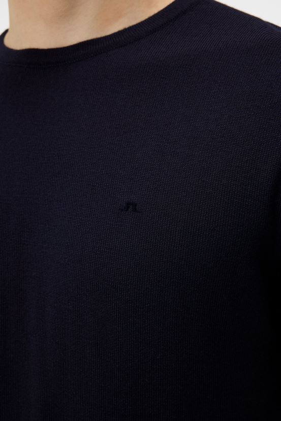 J.Lindeberg Men Lyle Merino Crew Neck Sweater Navy Clothing BXV8X4987