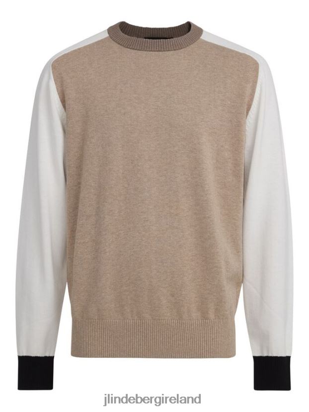 J.Lindeberg Men Morgan Color Blocked Sweater Batique Khaki Clothing BXV8X42356