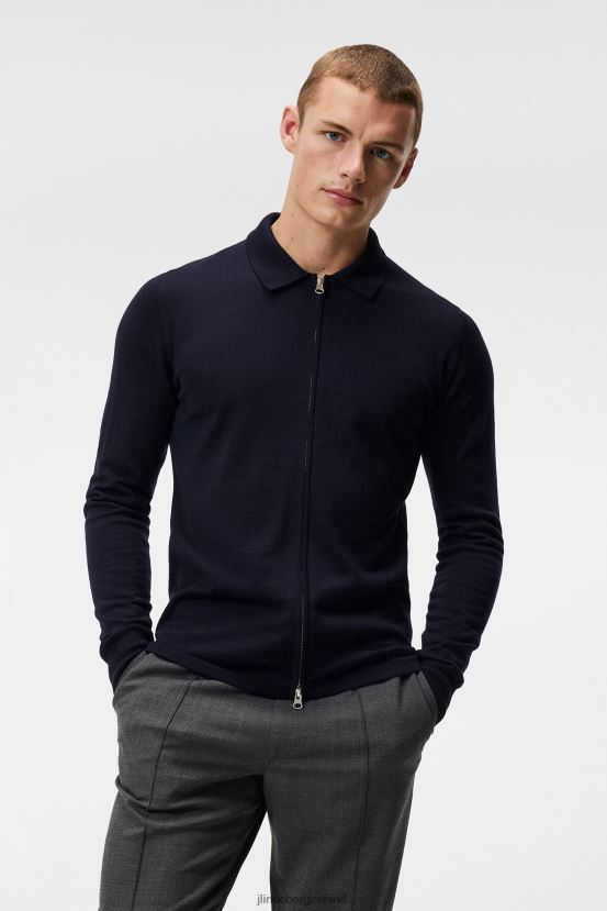 J.Lindeberg Men Nyle Merino Zip Cardigan Navy Clothing BXV8X41045