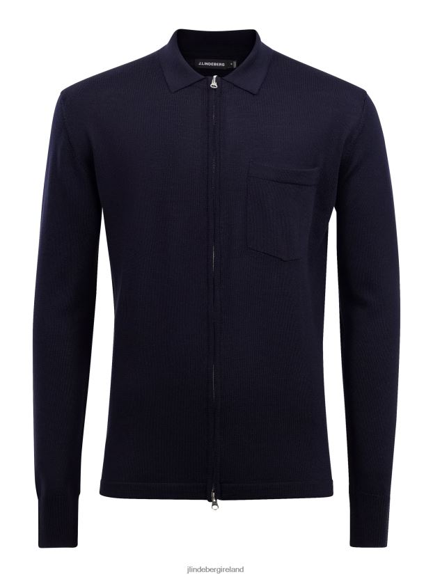 J.Lindeberg Men Nyle Merino Zip Cardigan Navy Clothing BXV8X42360