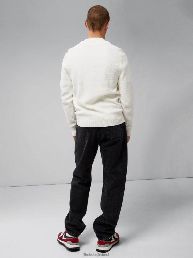 J.Lindeberg Men Oliver Structure Sweater Cloud White Clothing BXV8X42307 - Click Image to Close