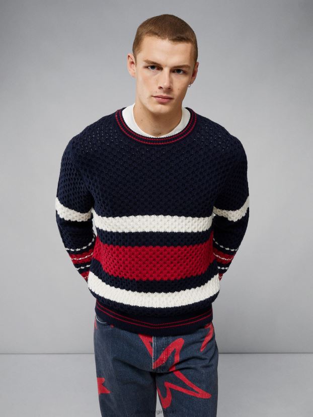 J.Lindeberg Men Orion Color Block Sweater Navy Clothing BXV8X42301 - Click Image to Close