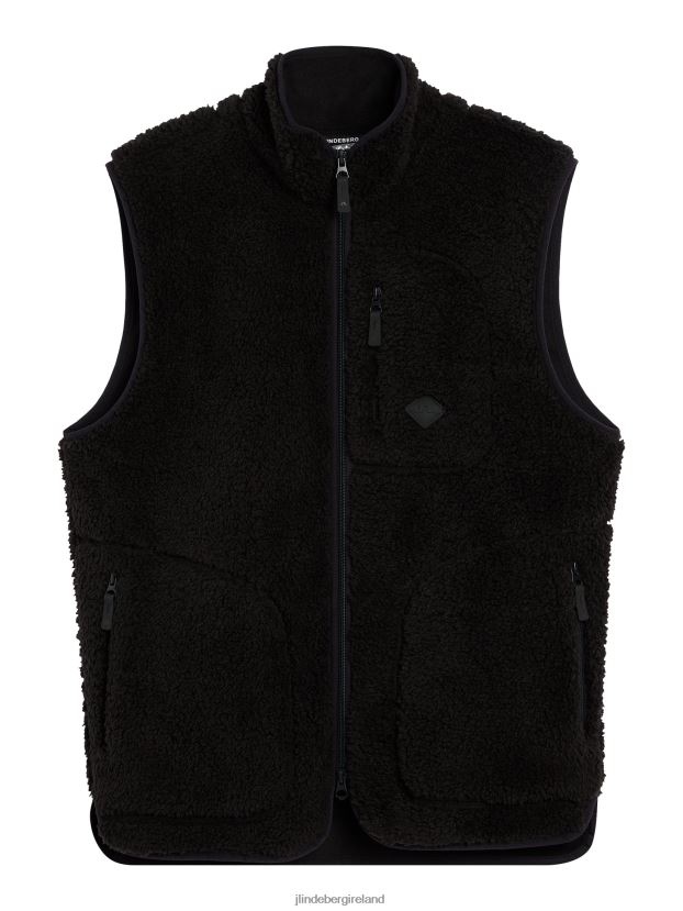 J.Lindeberg Men Patrik Pile Fleece Vest Black Clothing BXV8X42271