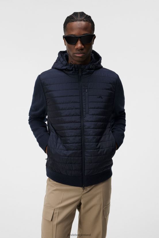 J.Lindeberg Men Pierre Knitted Hybrid Jacket Navy Clothing BXV8X4996 - Click Image to Close