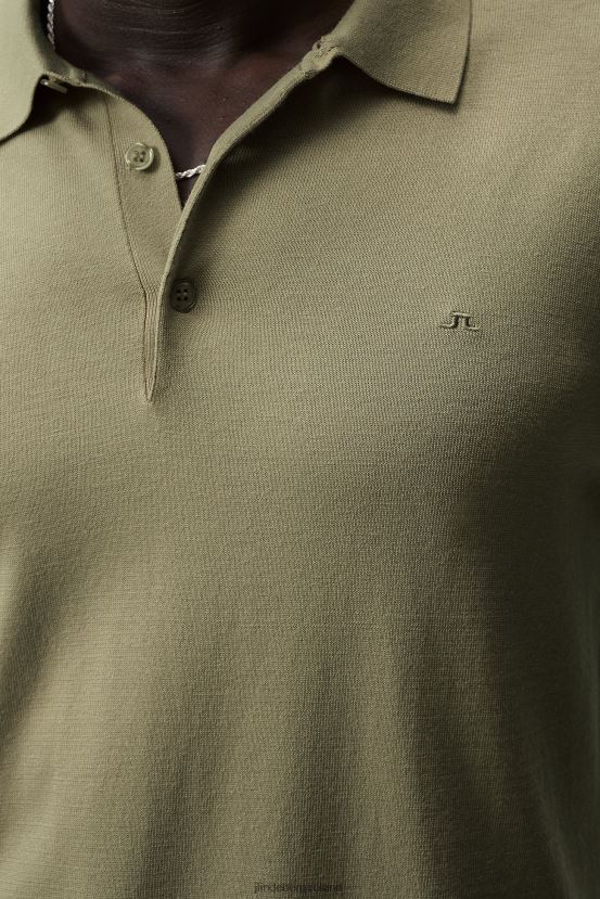 J.Lindeberg Men Ridge Rayon Silk Polo Aloe Clothing BXV8X41064