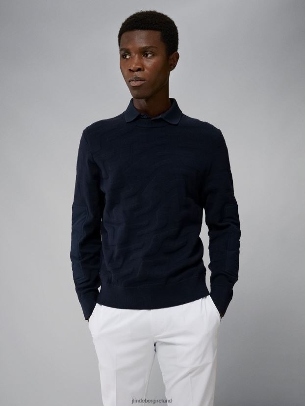 J.Lindeberg Men Swirl Sweater Bridge Swirl Navy Clothing BXV8X42346 - Click Image to Close