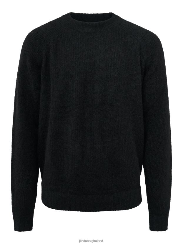 J.Lindeberg Men Vance Mohair Blend Sweater Black Clothing BXV8X42296