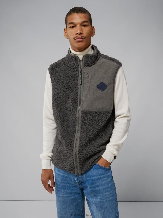 J.Lindeberg Men Zeke Pile Vest Volcanic Ash Clothing BXV8X42349 - Click Image to Close