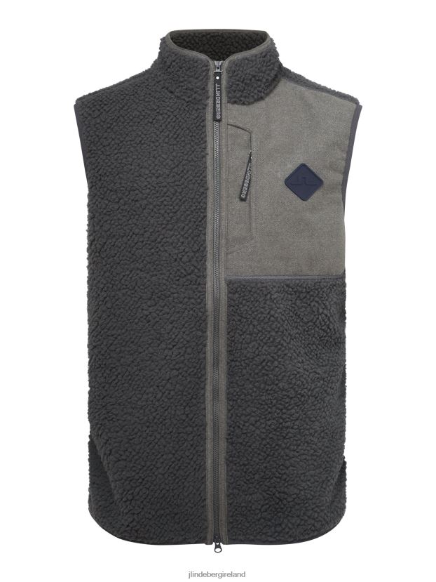 J.Lindeberg Men Zeke Pile Vest Volcanic Ash Clothing BXV8X42349