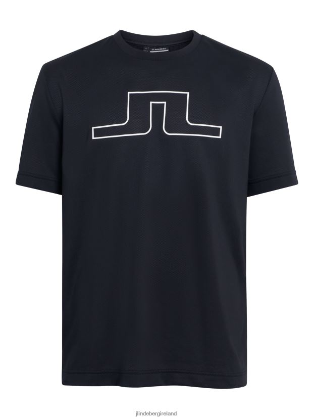 J.Lindeberg Men Bridge Graphic T-shirt Black Clothing BXV8X42152 - Click Image to Close