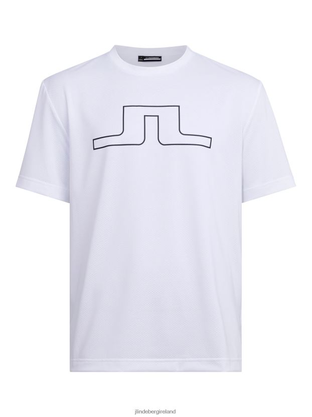 J.Lindeberg Men Bridge Graphic T-shirt White Clothing BXV8X42149 - Click Image to Close