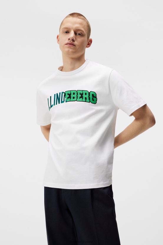 J.Lindeberg Men Camilo Graphic T-shirt White Clothing BXV8X4968 - Click Image to Close