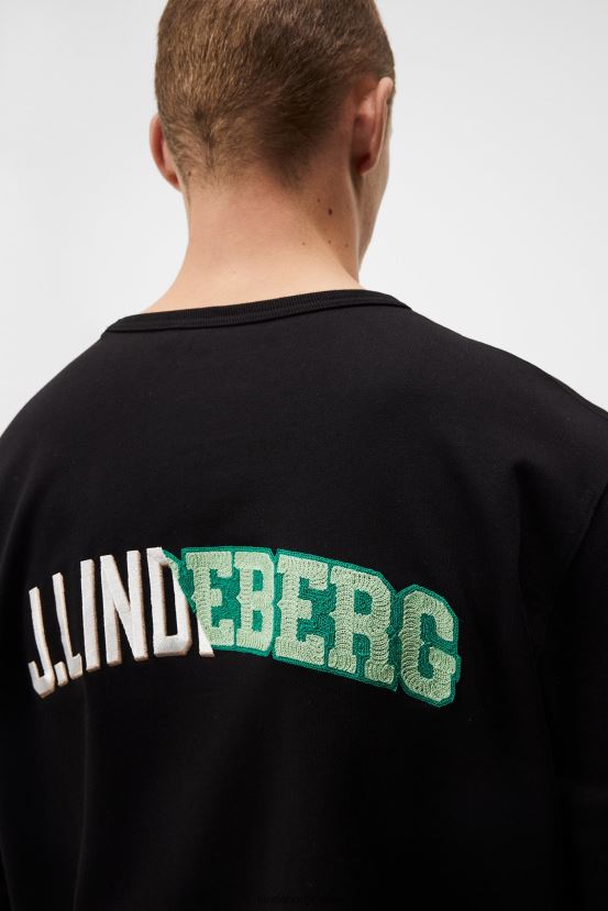 J.Lindeberg Men Camilo Long Sleeve Graphic T-shirt Black Clothing BXV8X4966