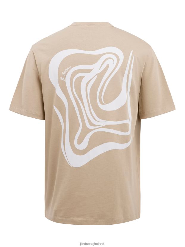 J.Lindeberg Men Collin Logo Print T-shirt Safari Beige Clothing BXV8X42143