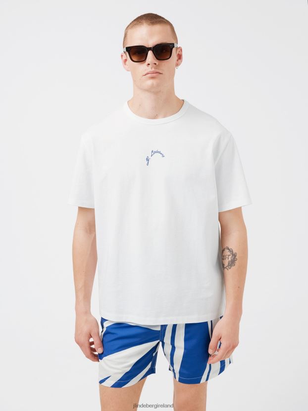 J.Lindeberg Men Collin Logo Print T-shirt White Clothing BXV8X42142 - Click Image to Close