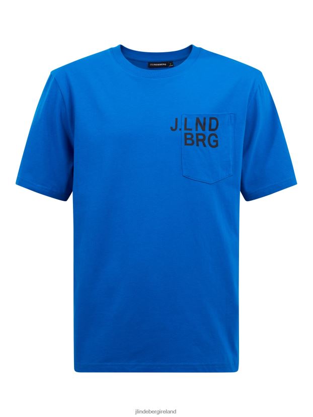 J.Lindeberg Men Dale Chest Pocket T-shirt True Blue Clothing BXV8X42163