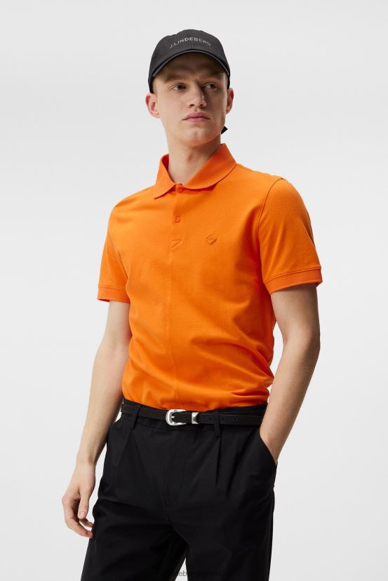 J.Lindeberg Men Rubi Slim Polo Russet Orange Clothing BXV8X4953 - Click Image to Close